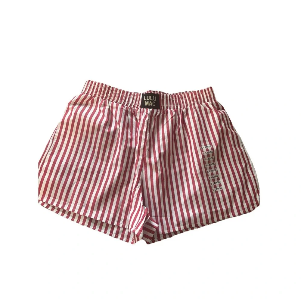 LULU MAC Womens Xl Red And White Striped Boxer Shorts - Picture 1 of 6